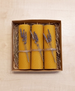 Bičių vaško žvakės su levandomis